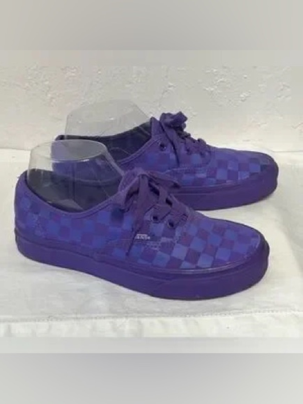 Vans Authentic Tonal Electric Purple Checkerboard Low Top Skate Sneakers